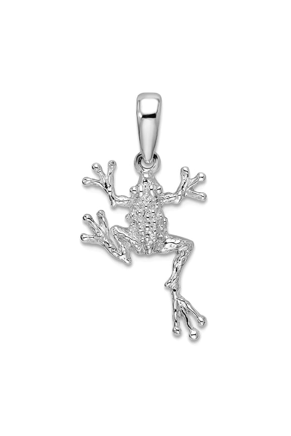 13.5mm 925 Sterling Silver Rhodium Plated Polished Jumping Frog Pendant Necklace Pendant for Women