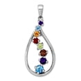 thumbnail image 1 of 13.5mm Ss Rhodium Plated Polished Fancy Multi Gemstone Teardrop Pendant Necklace Pendant for Women, 1 of 2