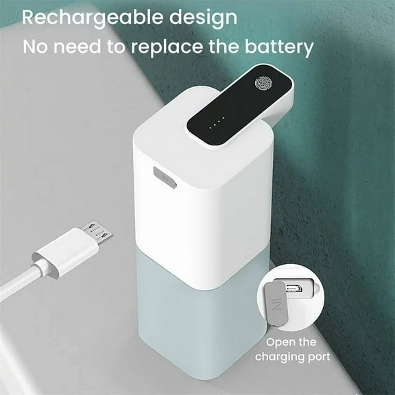 Automatic Soap Dispenser, 13.4oz/400ml Sensor Foaming Soap Dispenser Touchless Rechargeable Wall Mounted Foam Hand Soap Dispenser for Bathroom Kitchen, White