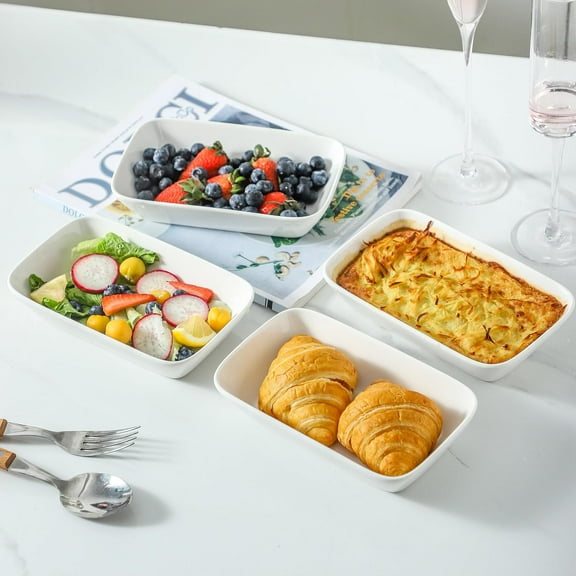 13.5oz Ceramic Baking Dish 6 Pack, Rectangle Oven Safe Baking Pan for Microwave Air Fryer