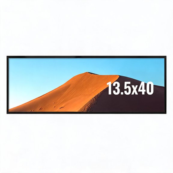 13.5x40 Black Panoramic Picture Frame with HD Plexiglas for Vertical or Horizontal Wall Display