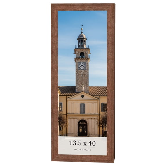 13.5x40 Frame Brown Farmhouse Solid Wood Picture Frame Width 1.5 Inches | Interior Frame Depth 0.5