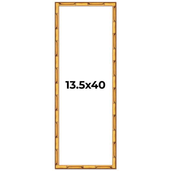 13.5x40 Frame Gold Bamboo Solid Wood Picture Frame | 1 Inch Moulding Width | Interior Frame Depth