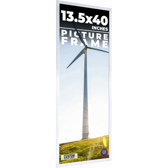 13.5x40 Frame Silver Stainless Steel Solid Wood Picture Frame | 0.75 Inch Moulding Width | Includes