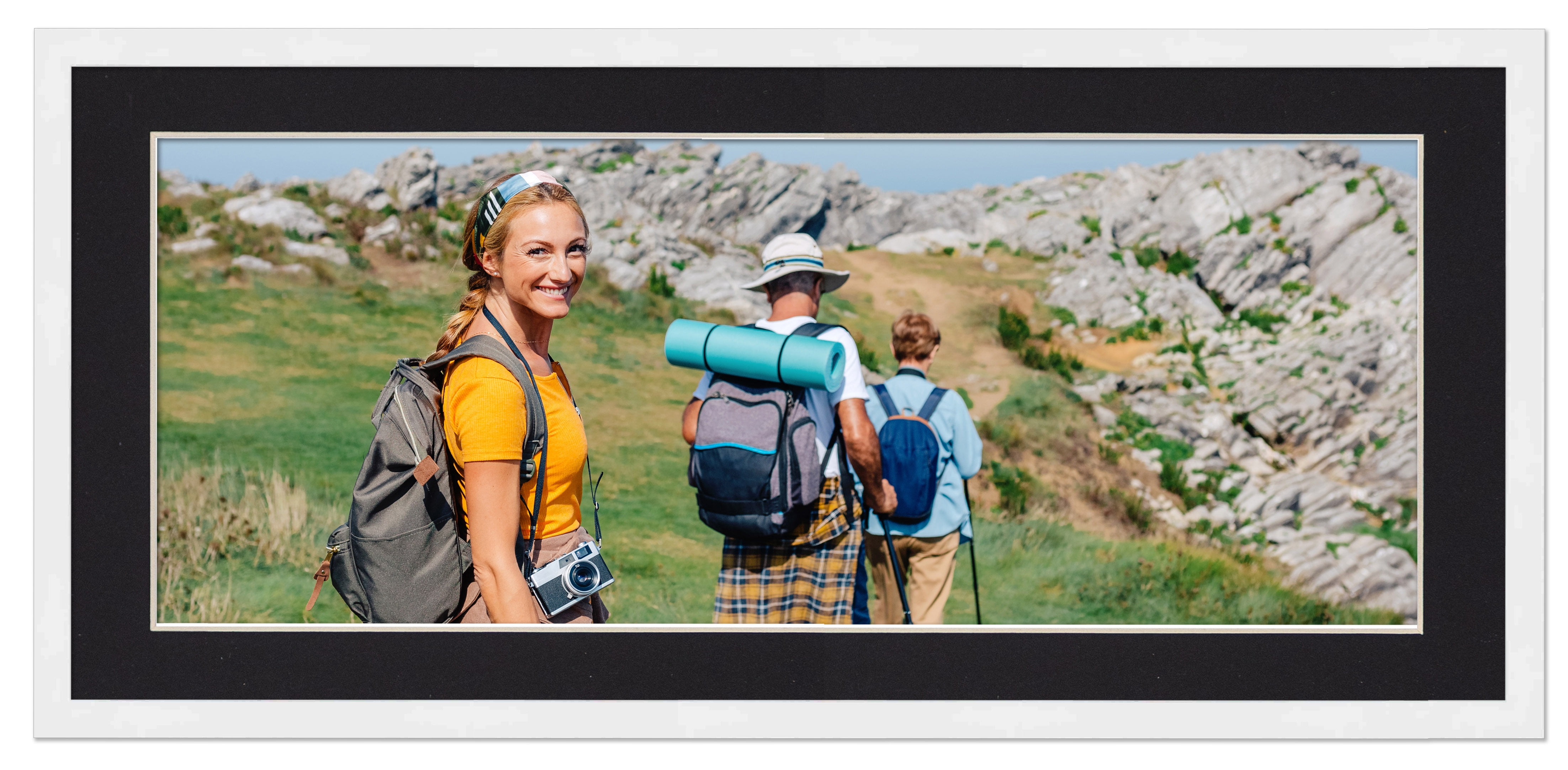 13.5x40 Frame with Mat - White 16x43 Frame Wood Made to Display Print ...