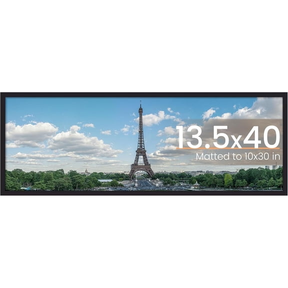 13.5x40 Picture Frame, Wall Decor Poster Frames, Black 1 Pack | 13.5 x 40 Frame, 10x30 Long Frame with Mat for Gallery Wall, Family, Baby, Dog, Dorm, Panoramic, Christmas