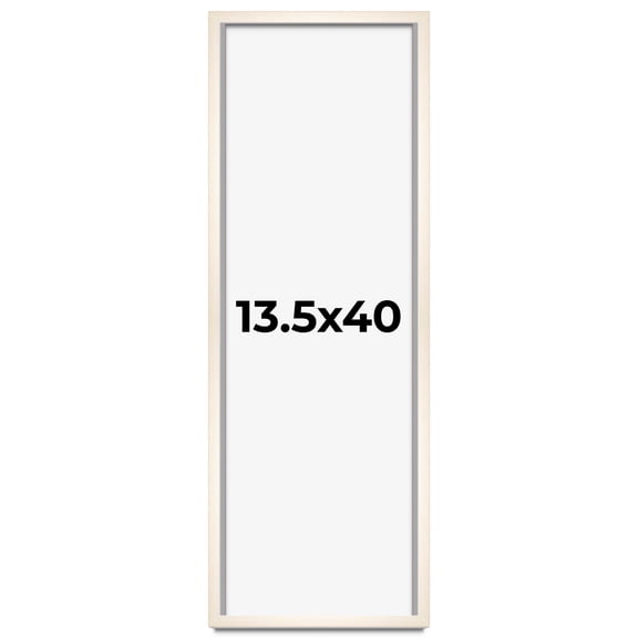 13.5x40 Shadow Box Cream of Wheat White Washed Display Frame | 0.875 Inches Deep Solid Wood