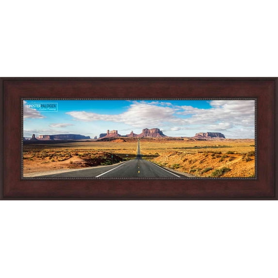 13.5x40 Traditional Mahogany Complete Wood Panoramic Frame with UV Acrylic, Foam Board Backing, & Hardware