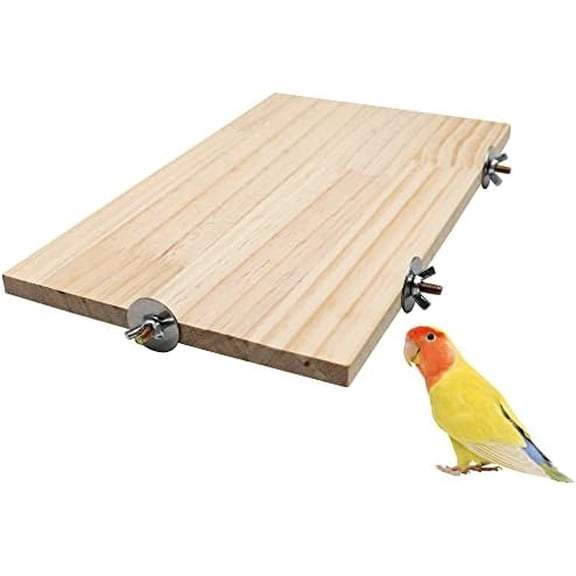 13.6×7.9 Inches Large Bird Perch Stand Platform, Natural Wooden Small Animals Cage Accessories, Rectangle Stand Perch Shelf for Parrot Parakeet Cockatiel Rat Hamster Guinea Pig Conure Chinchillas