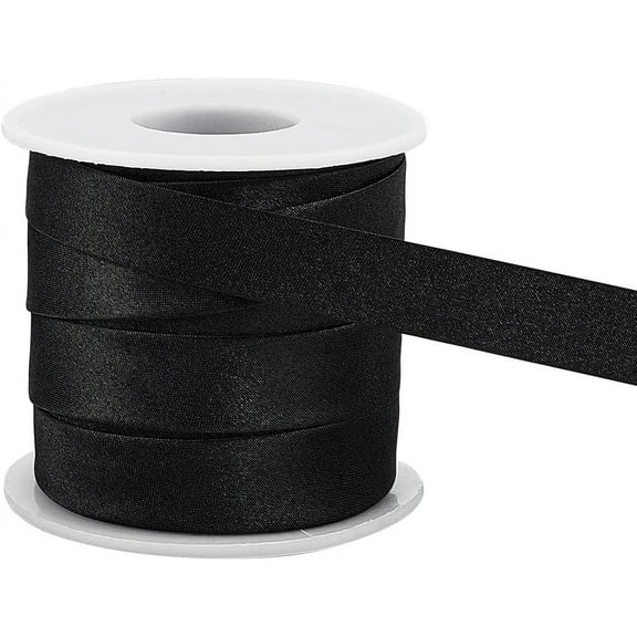 13.6 Yard Satin Bias Tape 1/2 Inch (15mm) Black Single Fold Satin Binding Bias Ribbon for Cheongsam Sewing Clothing Seaming Piping Garments Accessories Black