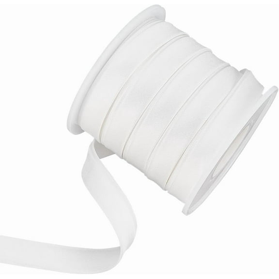 13.6 Yard Satin Bias Tape 12mm/0.47inch Double Fold Satin Binding Bias Ribbon for Cheongsam Decoration Clothing Seaming Piping White 1set