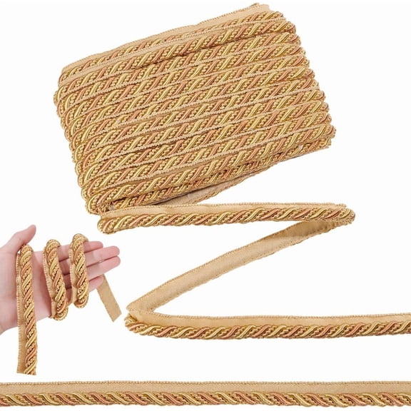 13.6 Yards Lip Cord Trim 0.67inch Wide Polyester Cord Trim Ribbon Upholstery Trim Cord DIY