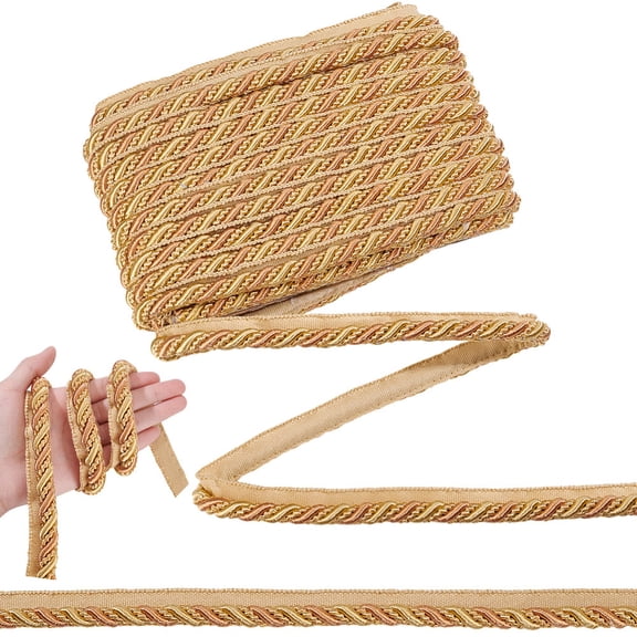 13.6 Yards Lip Cord Trim 0.67inch Wide Polyester Cord Trim Ribbon Upholstery Trim Cord for Curtain Sofa Home Decoration DIY Handmade Crafts
