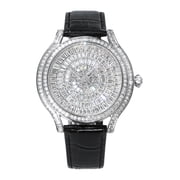 13.63CT Mens Iced Out Moissanite Automatic Wristwatch, Collection of 295 D Color Moissanite Stones,Large Dial with Leather Strap Waterproof Watch