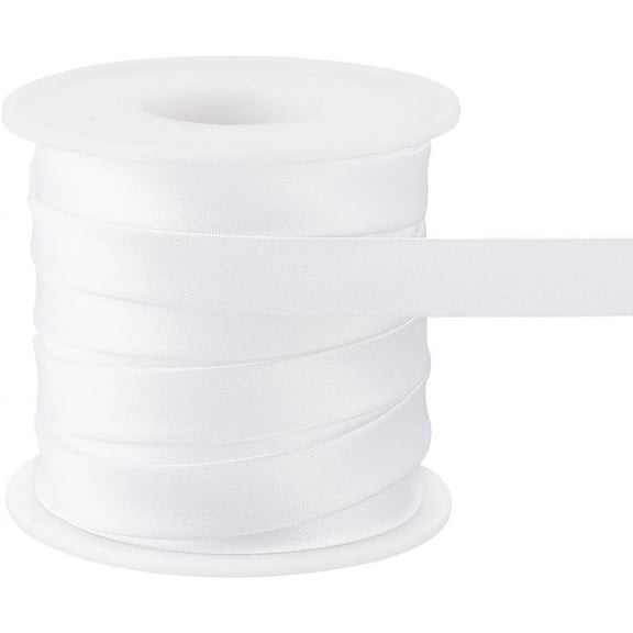 13.67 Yards Double Fold Bias Tape 11mm (2/5 Inch) Wide White Polyester Binding Bias Satin Binding Tape for DIY