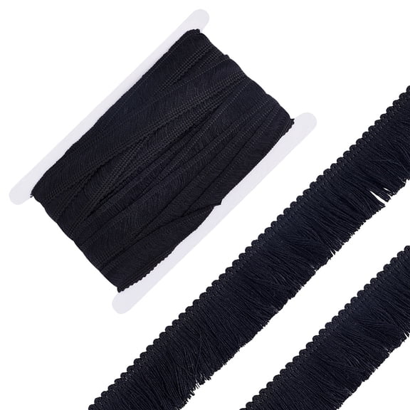 13.67 Yards Tassel Trim Sewing Accessory 1 Inch Fabric Lace Trim Sewing Fringe Trims Polyester Lace Trims Ribbon Lace Black