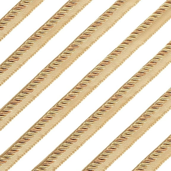 13.67 Yards Twisted Lip Cord Trim 0.63" Gold Polyester Twist Lip Twine Decorative Rope Thread String Ribbon for Home Decor Curtain Tieback Upholstery Accessories Sofa Edging Crafts