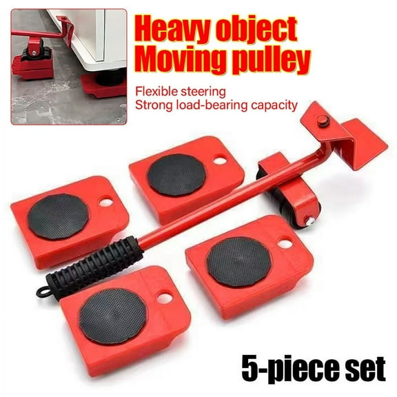 13.6In Heavy Furniture Moving System Lifter Kit 5Pcs Slider Pad Roller Move Tool