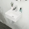 thumbnail image 1 of 13.6x11.6 Inch White Ceramic Rectangular Wall Mount Floating Bathroom Sink with Single Faucet Hole and Overflow , Modern Ceramic Countertop Sink for Small Bathroom, Laundry Room, White, 1 of 9