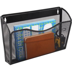 13.6x3.2x8.7In Office File Organizer,Black Vertical Wall Mount File Holder for Office,Durable Hanging File Holder for File,Paper,Document