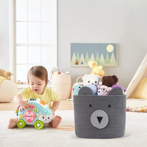 13.7*13.7*13.7" Laundry Hamper Basket Dirty Bag Cotton Linen Storage Baskets