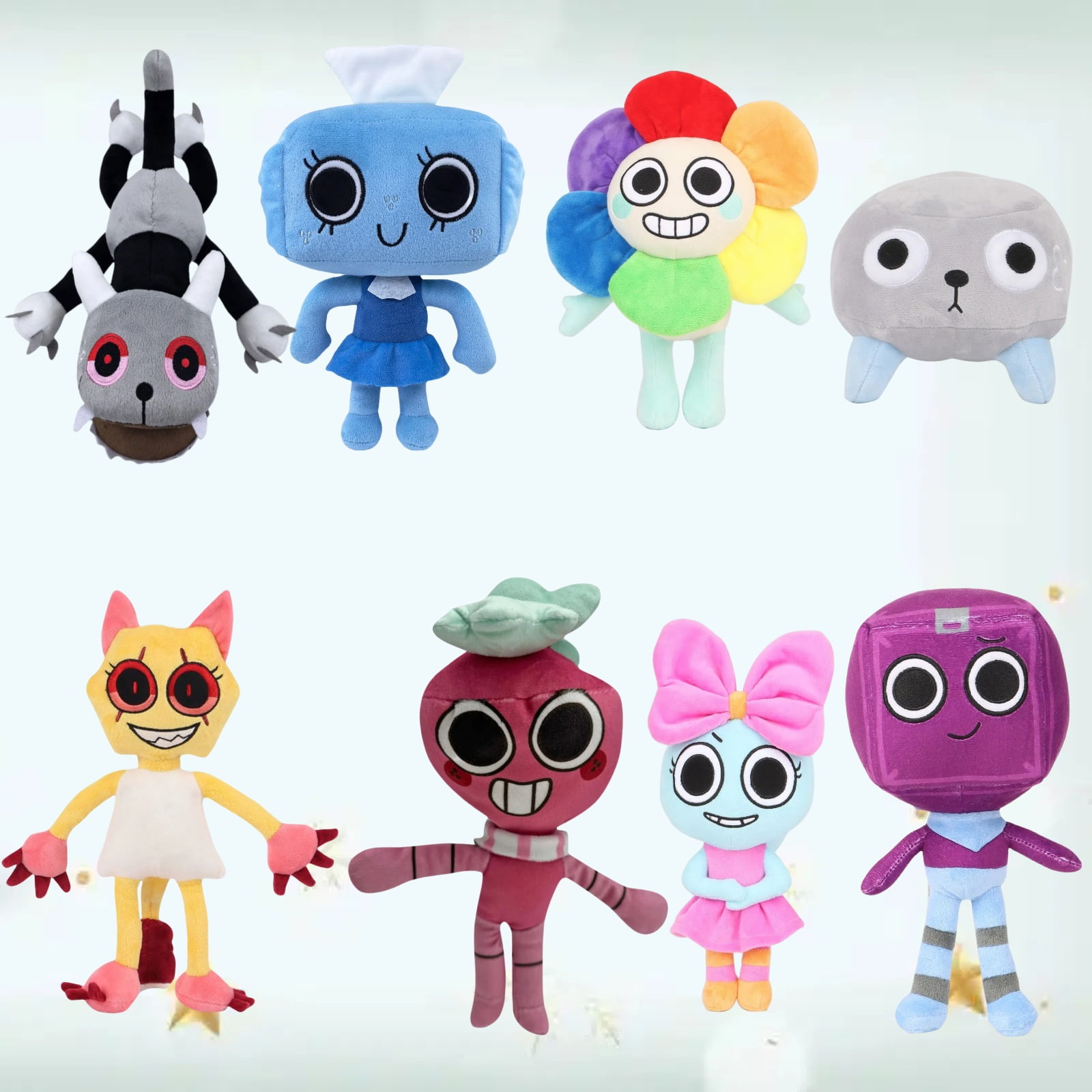 Pupazzi Morbidi Dandy's World - Personaggi Scraps, Boxten, Goob, Poppy, Tisha, Vee, Dandy
