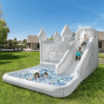 thumbnail image 1 of 13.7 FT  White Bounce House with Blower Jumping Castle with Slide & Ball Pit for Kids (Oxford Material), 1 of 7