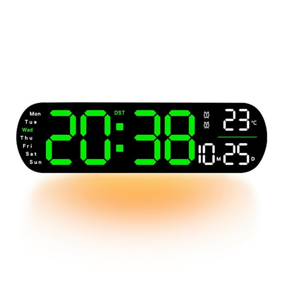 13.7 Inch Large Digital Wall Clock with Remote Control, Auto Dimming LED Display, Temperature Date Week, RGB Night Light, Dual Alarm & Kitchen Timer for Living Room Bedroom Office