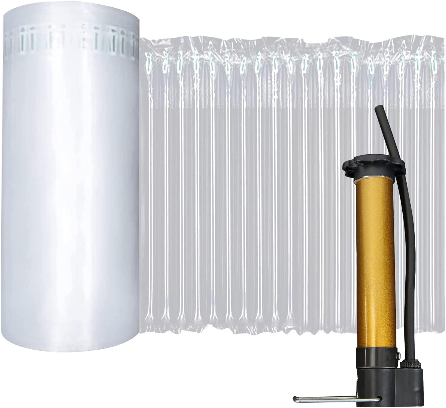 13.7 Inch x 164 Feet Bubble Cushioning Wrap Roll, Large Air Bubbles for Packaging Moving Shipping Delivering with Free Pump, Inflatable Column Bag Wine Bottle Protector