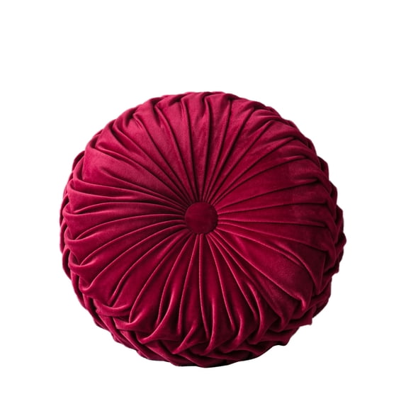 13.7" Round Throw Pillow Handcrafted Pumpkin Velvet Home Decorative Back Pillow Cushion for Chair Couch Sofa Bed