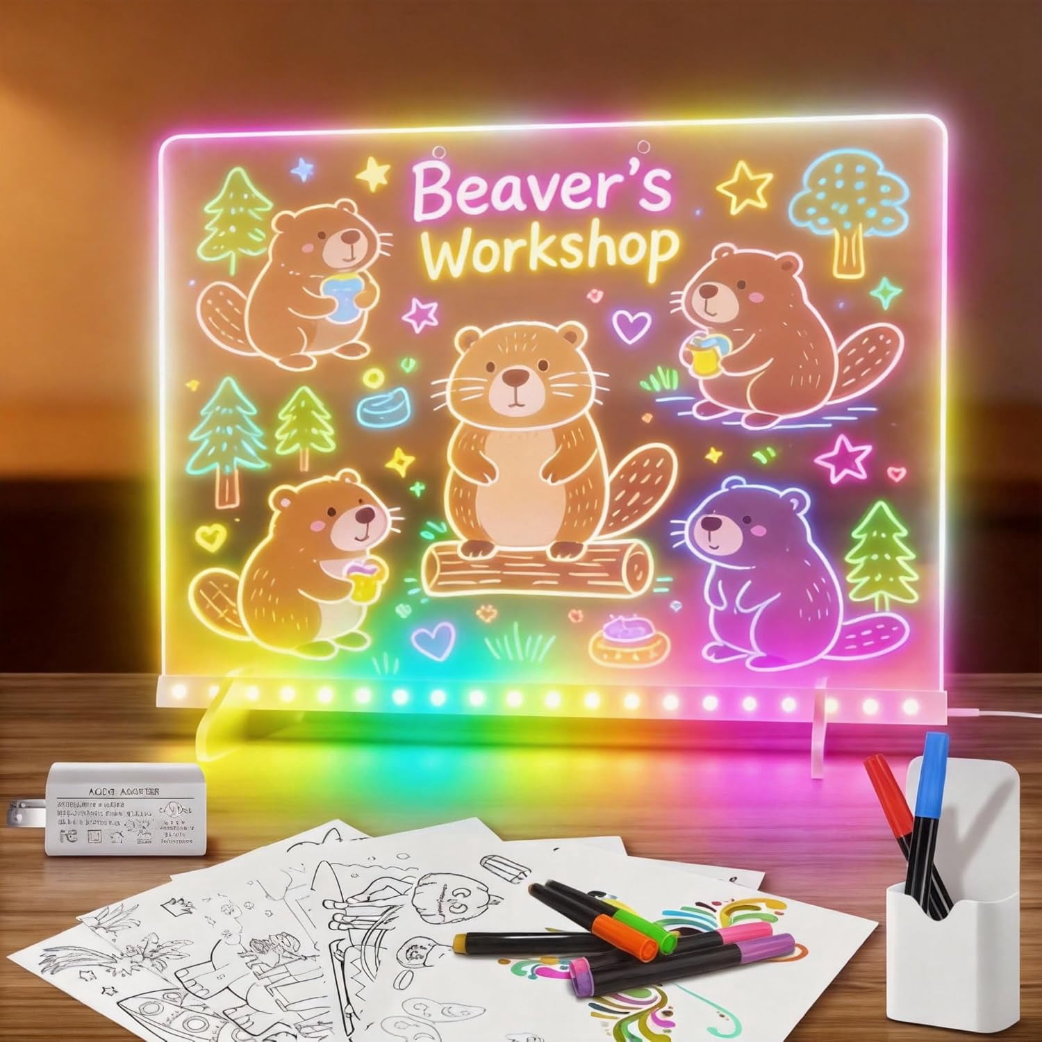13.7" X10" Led Drawing Board for Kids with 13 Light Effects, Doodle Glow Drawing Board for Kids Gifts 8-12, Light Up Drawing Tablet Toy for Girls//Boys/Teens, Birthday Christmas Gift Ideas