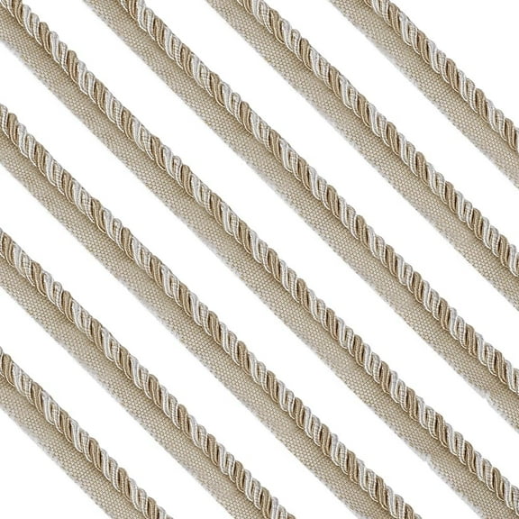 13.7 Yards Twisted Lip Cord Trim Twisted Cord Trim Ribbon 16mm Polyester Twisted Trim Cord Rope Embellishment for Home Decor Upholstery Curtain Tieback White