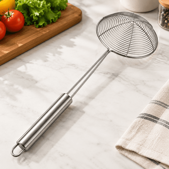 13.7-inch Spider Strainer Skimmer Stainless Steel Pasta Strainer Spoon for Cooking and Frying, Wire Skimmer Ladle Kitchen Utensils Fryer Scoop Spoon.
