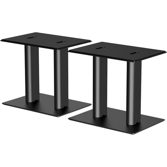 13.7 x 9.8 Universal Desktop Speaker Stands  Pair for Bookshelf & Desktop Speakers  12.1" Inch Tall Sturdy Base for Studio Monitors, PC, Gaming & Home Audio, Black, SDM003XLB