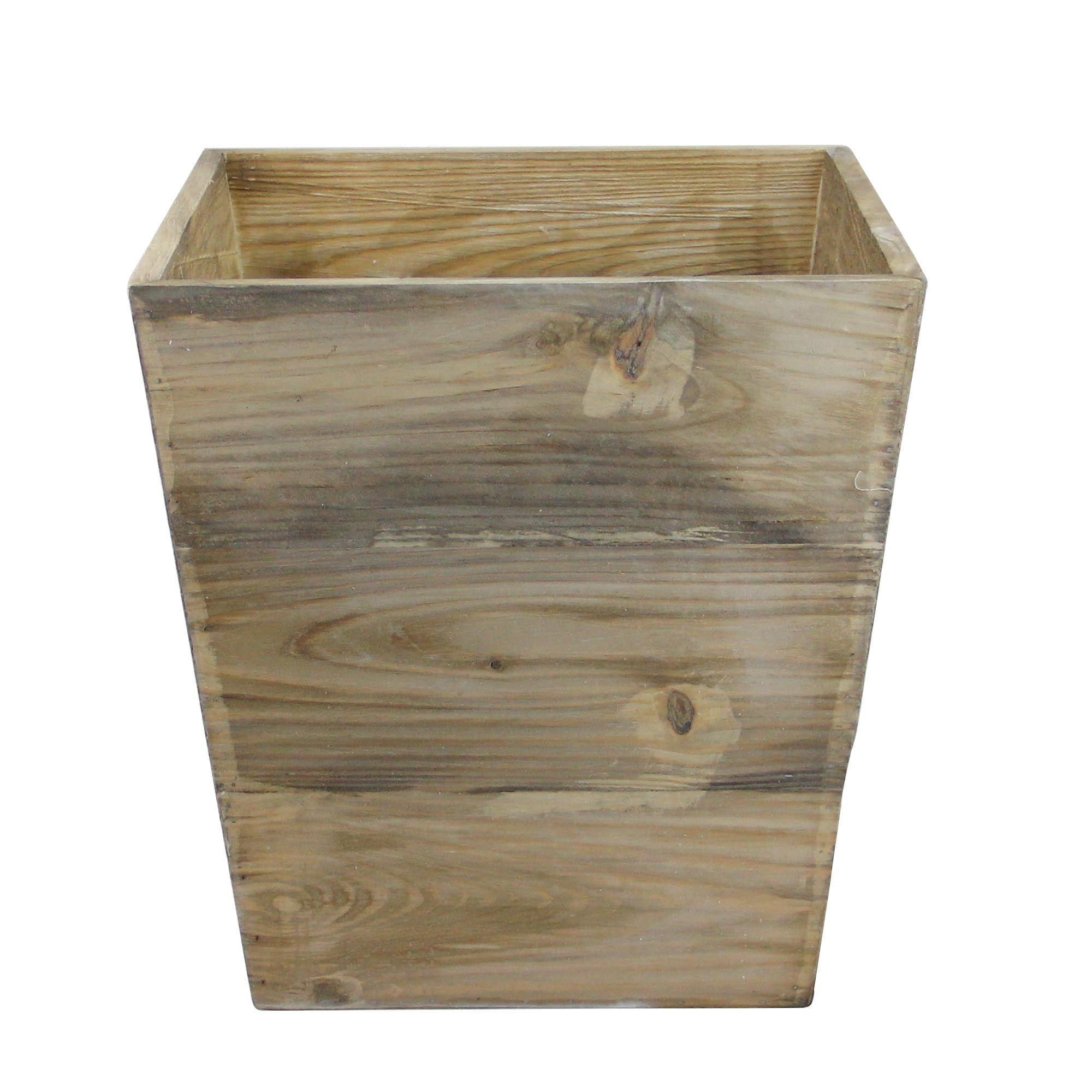 13.75" Country Rustic Natural Wood Storage Bin Container - Walmart.com