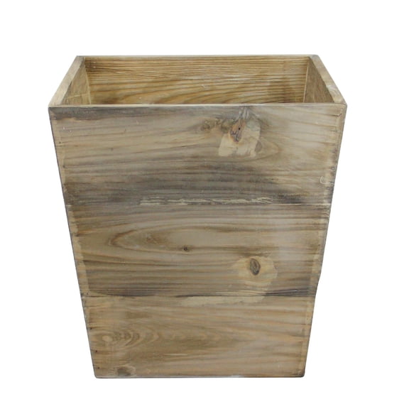 13.75" Country Rustic Natural Wood Storage Bin Container
