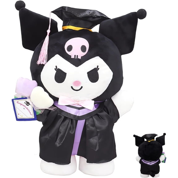 13.75" Graduation Plush, Cute Ku-romi Plush Toy Graduation Decorations Class of 2024, Cartoon Anime Figure Ku-romi Graduation Stuffed Animals Plushies Doll Kawaii Graduation Gifts for Girls Fans