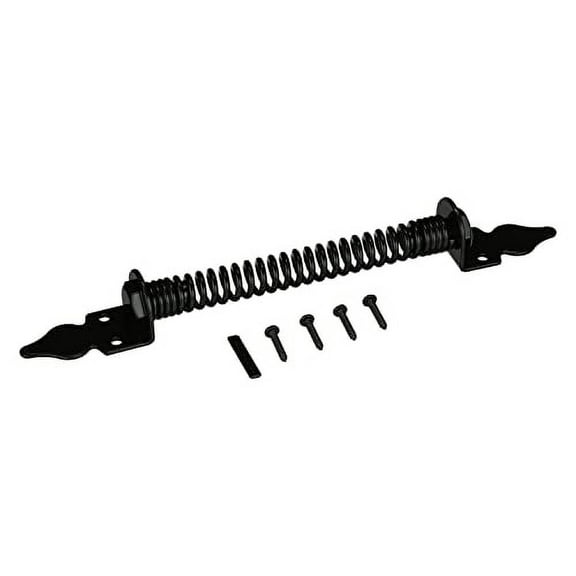 13.75" Heavy Duty Wood Gate Spring | for Wood Fences | Zinc-Plated Steel with Powder-Coated Paint | Tension Adjustment | Black (AD2020)
