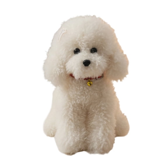 13.77 Inch Realistic Stuffed Teddy Dog Plush Toy - Soft Puppy with Bell - Interactive Plush Animal for Boys Girls - Cuddly Plush Dog for Home Decor & Birthday Gift