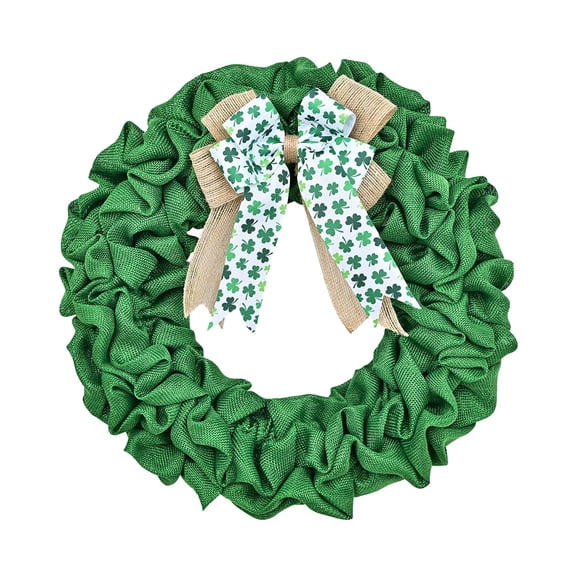 13.77in St Patrick's Day Leprechaun Wreath Clovers Leprechaun Ribbon Very Weather