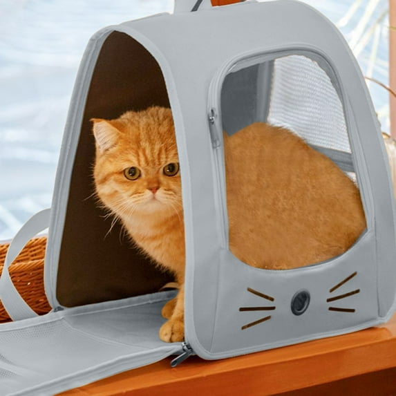 13.77x13.77x9.84in Foldable Anti-Scratch Pet Backpack Carrier with Ventilation for Cats Small Dogs(Blue)