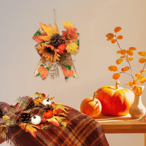 13.77x9.05 Inch Autumn Thanksgiving Artificial Sunflower Hanging Ornament Wall Window Door Decoration with Warm Fall Atmosphere