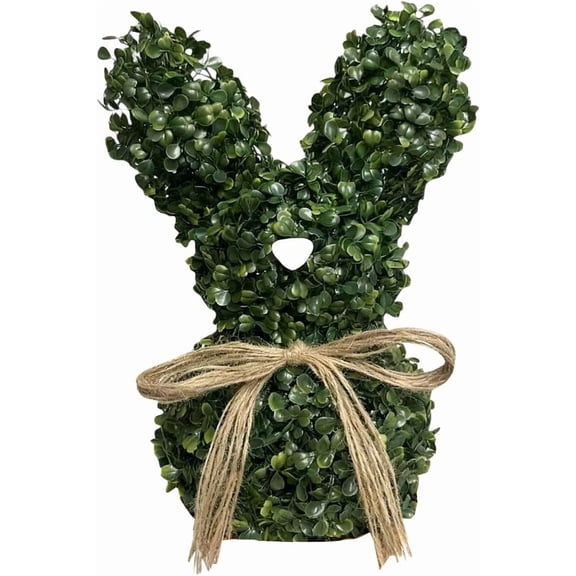Artificial Bunny Rabbit Topiary Tree Pot, Pot Fake Easter Bunnies Plant, Faux Boxwood Topiary Bunny with Planter Pots for Indoor Outdoor Home Porch Decor (Green)