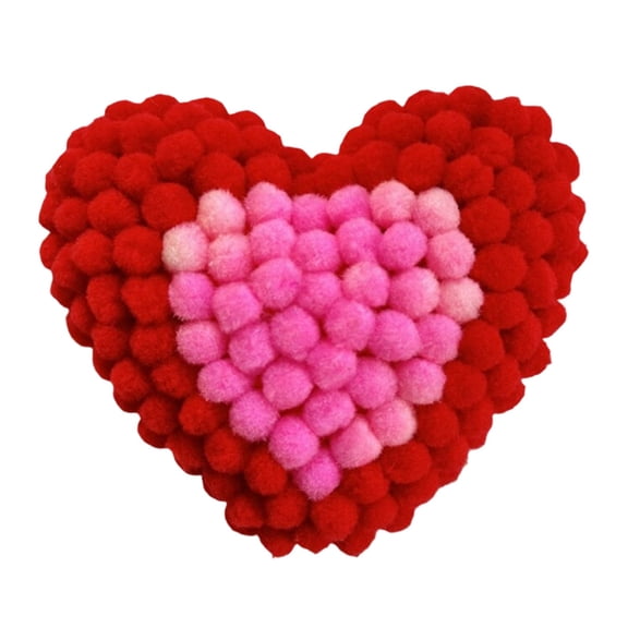 13.78 Inch Valentine's Day Heart Wreath - Felt Pom Pom Garland for Front Door, Wedding, Party and Home Holiday Decoration, Heart Shaped Felt Ball Decor for Indoor Outdoor Use