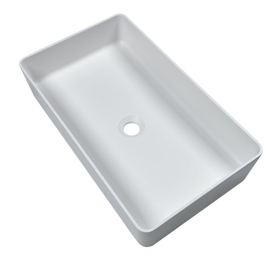 13.78'' White Rectangular Vessel Bathroom Sink
