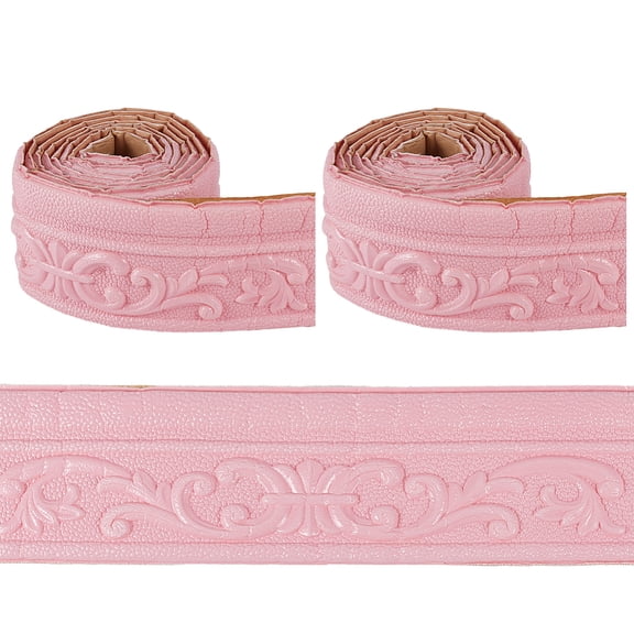 13.78Ftx2.36in Pink Wall Molding Trim Vintage Wallpaper Border Peel and Stick Molding Self Adhesive Flexible 3D Baseboard Mirror Sticky Edge Line Foam for Hotel Home Decoration Ceiling DIY