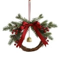 thumbnail image 1 of 13.78Inch Christmas Wreath with Bells and Velvet Bows,Rustic Farmhouse Style Holiday Wreath for Front Door Decor,Handmade Vintage Inspired Indoor Outdoor Decoration for Cabinet,Mantel,Porch,Tree, 1 of 7