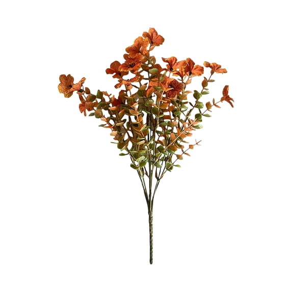 13.78in Artificial Autumn Eucalyptus Violet Bush, Thanksgiving Day Faux Plant Arrangement for Porch Planters, Fall Decorations Outdoor Greenery for Front Door and Garden