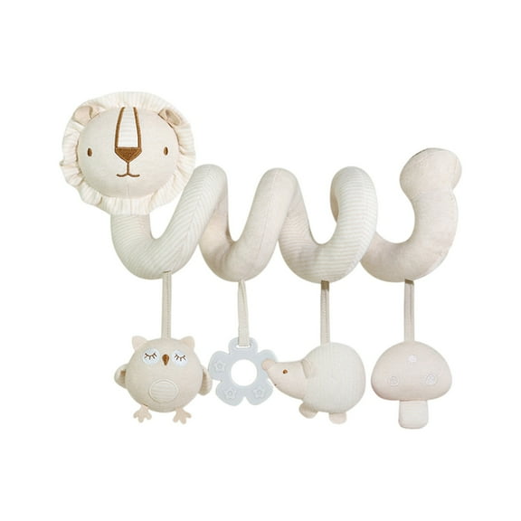 13.78in Baby Car Seat Stroller Crib Toys, Plush Spiral Activity Carseat Hanging Toy for Infant Babies 0-3-6-12 Month, Pram Crib Mobile Toy with Music Box for Newborn Boys Girls Gifts (Lion)
