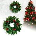thumbnail image 1 of 13.78in Traditional Holly Wreath with Red Berries & Variegated Leaves, Festive Holiday Door Ornamentation for Indoor Outdoor Mantel Window Wall (C), 1 of 6